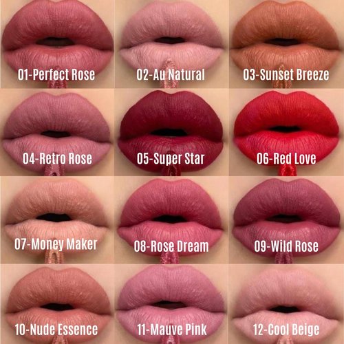FARMASi Make Up Matte Liquid Lipstick, Long-Lasting and Ultra-comfortable, High-Impact, Lightweight, Organic, Pure Pigments (Wild Rose)
