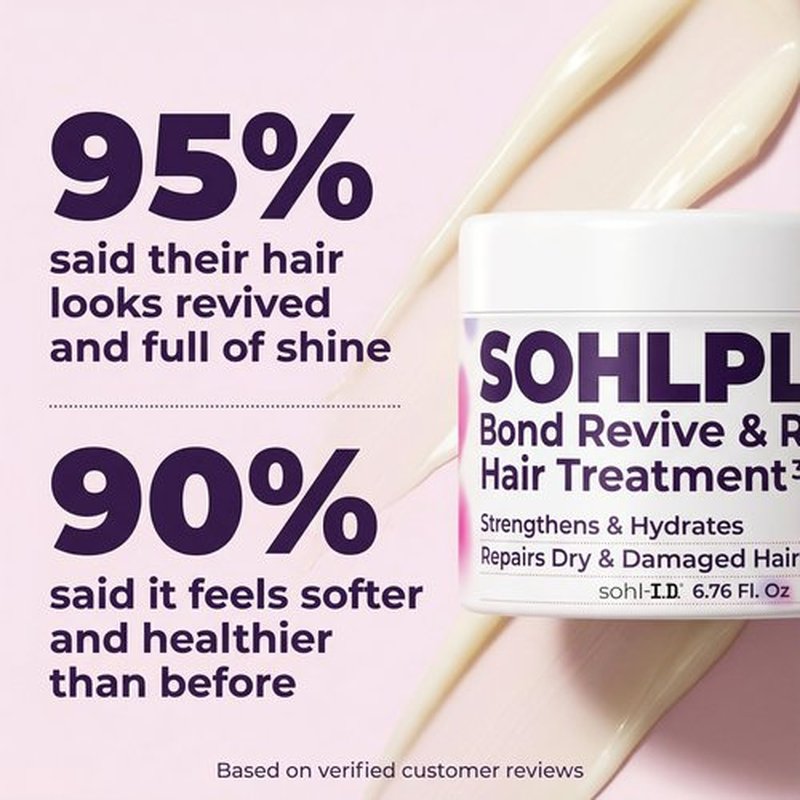 sohl-I.D. Hair Mask for Dry & Damaged Hair – Deep Conditioning Repair Treatment to Restore Smoothness & Shine – Moisturizing Hair Mask with Vitamins B3, B5, B7, C & E – Vegan & Cruelty-Free 6.76 fl oz