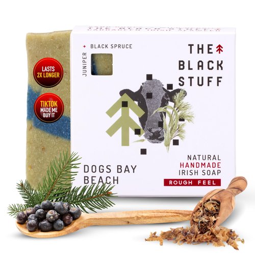 The Black Stuff All Natural Bar Soap for Men Handmade Cold Process Soaps with Organic Ingredients and Essential Oils - Mens Soap for Daily Use, Dogs Bay Beach Body Soap