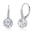 Mia Sarine 925 Sterling Silver Cubic Zirconia Halo Lever Back Dangle Bridal Earrings for Women