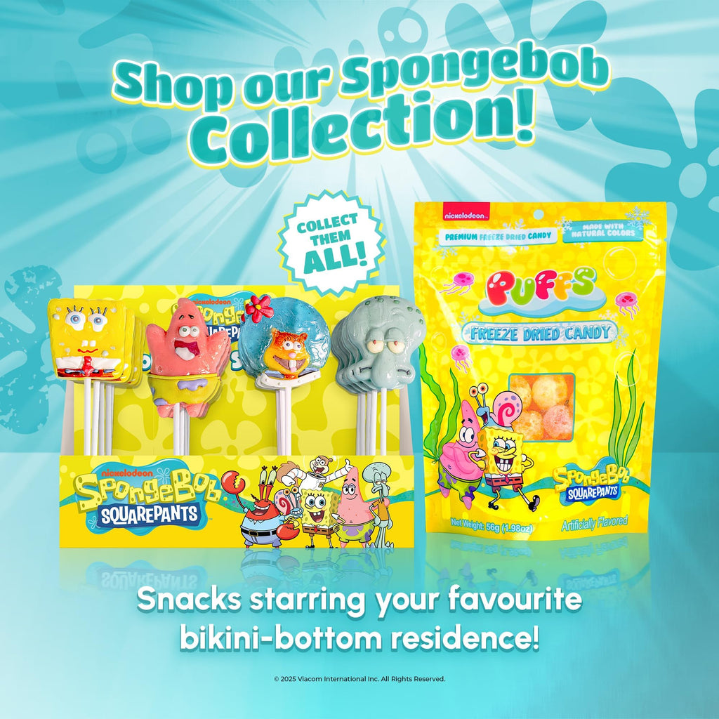 SpongeBob Jumbo Lollipops by Bubblegum Kids | Stocking Stuffers, Holiday Candy, Party Favors | Hand Crafted Lollipops with Natural Colors & Flavors | Individually Wrapped Jumbo Pops | 20 Pack