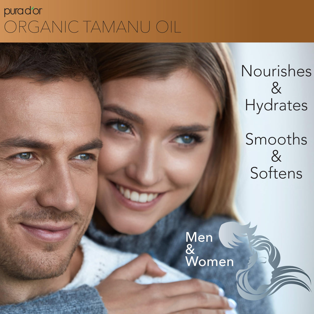 PURA D'OR Organic Tamanu Oil - USDA Certified 100% Pure & Natural Cold Pressed Carrier Oil, Premium Grade Moisturizer For Skin, Face & Hair - Men & Women 4 Oz Ayurvedic Skin Care