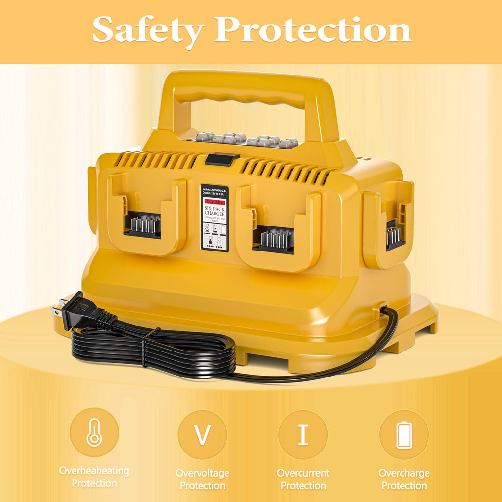 DMMNS 6-Ports Rapid Battery Charger Station,Replacement for Dewalt 20V/60V Battery Charger,Compatible with Dewalt 20V/60V Battery DCB200 DCB206 DCB606 DCB609 DCB612 DCB615