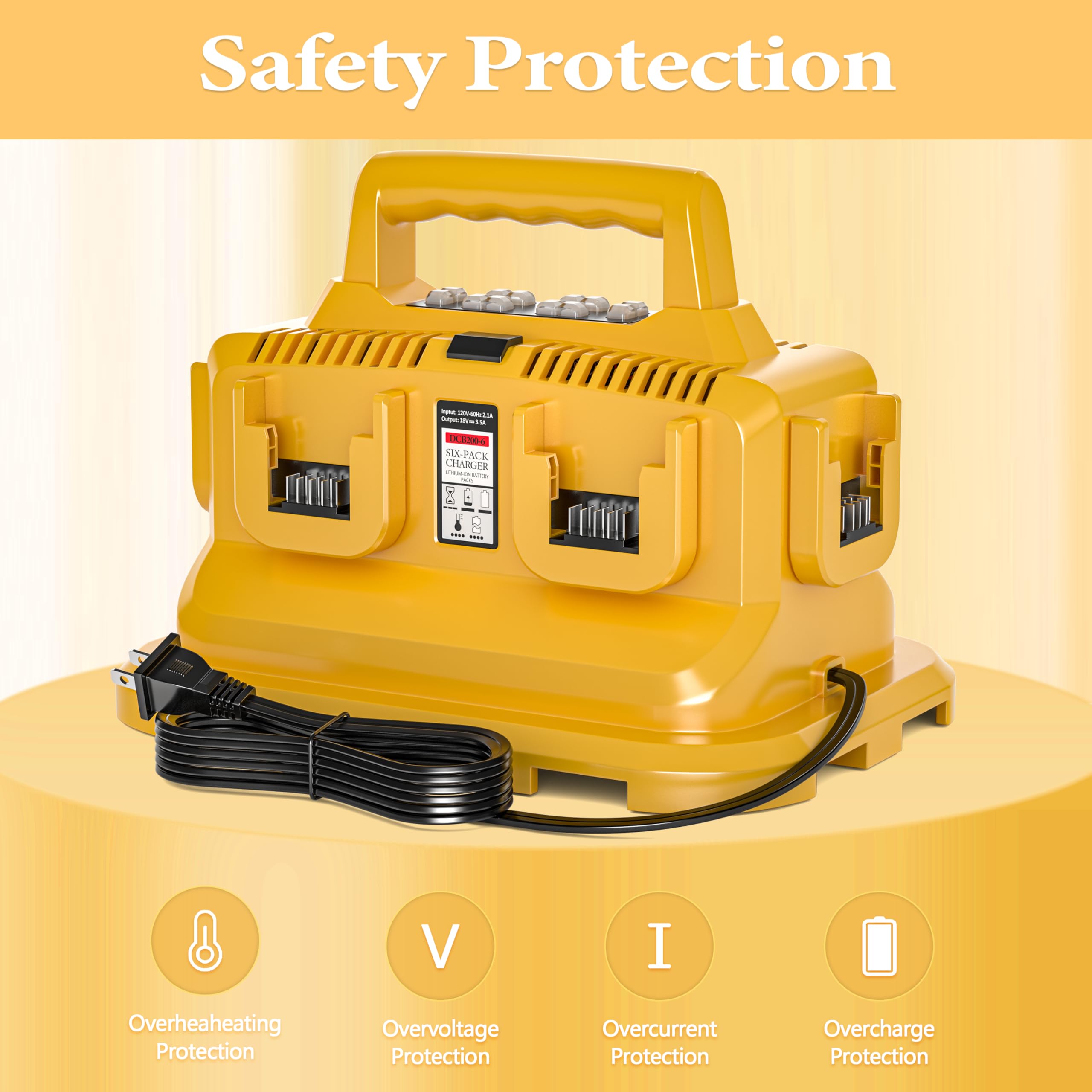 DMMNS 6-Ports Rapid Battery Charger Station,Replacement for Dewalt 20V/60V Battery Charger,Compatible with Dewalt 20V/60V Battery DCB200 DCB206 DCB606 DCB609 DCB612 DCB615