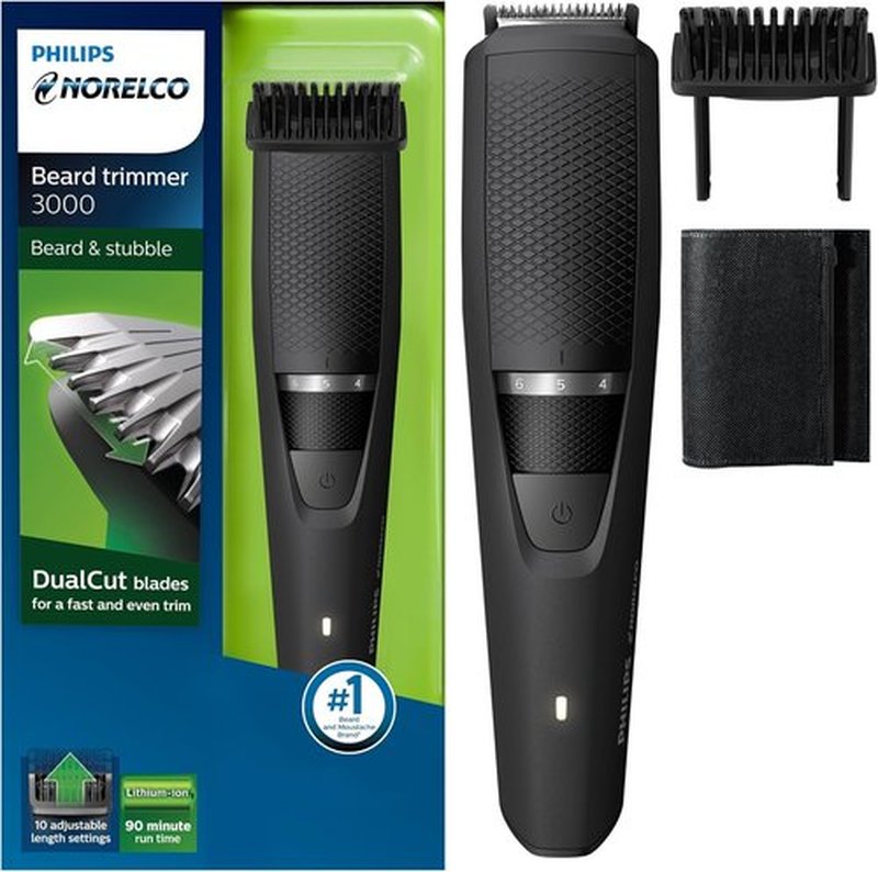 Philips Norelco Beard Trimmer & Hair Clipper Series 3000 - Cordless, Rechargeable, Adjustable Length - BT3210/41