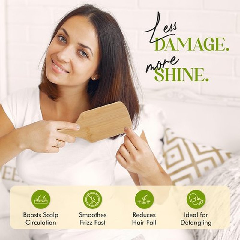 ORW OREN'S Bamboo Hair Brush for Hair Growth - Bamboo Bristle Detangler Paddle Brush, Scalp Stimulation – Natural, Sustainable Hair Care for Women, Men & Kids - Narrow
