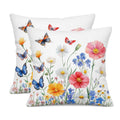 UZFNY 4th of July Patriotic Pillow Covers Set of 2 18x18 Inch American Blue Red Flowers & Butterflies Throw Pillow Cover Independence Day Memorial Day Outdoor Farmhouse Pillow Cases for Home Couch