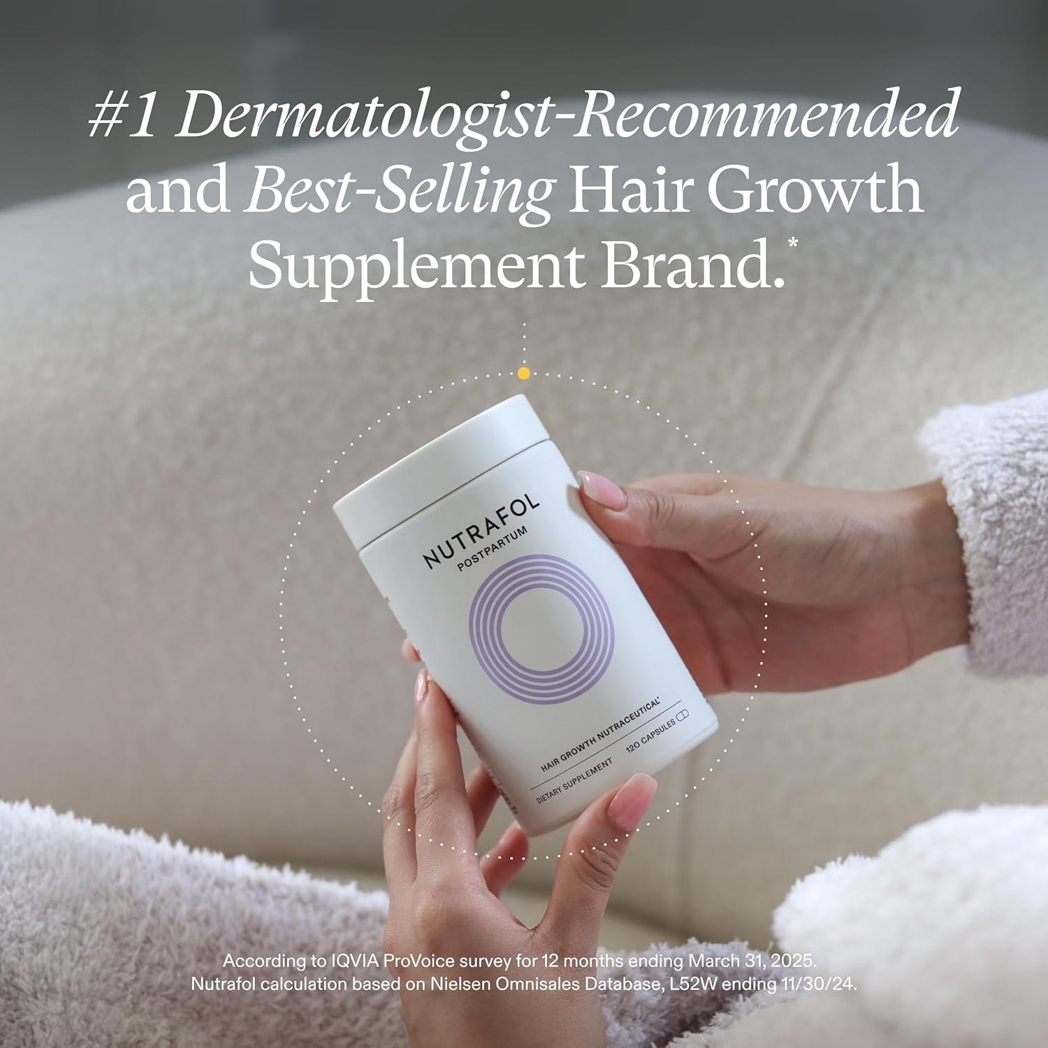 Nutrafol Postpartum Hair Growth Supplements - Clinically Tested for Thicker Hair | 2-Month Supply (Pack of 2)