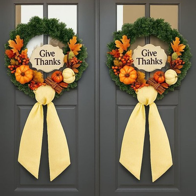 Skiennix Yellow Striped Wreath Sash - 5.12" Wide x 54.33" for Fall & Thanksgiving Door Decor