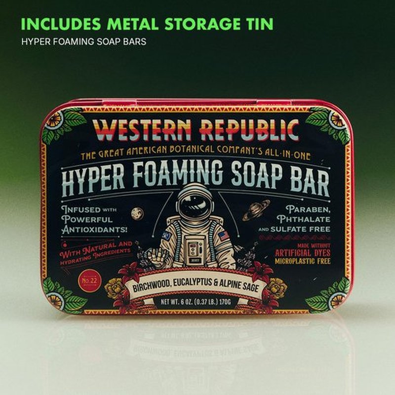 Hyper Foaming Soap Bar - Ultra-Lathering Birchwood, Eucalyptus & Alpine Sage | Hydrating & Anti-Aging (2 Pack) | Made in USA