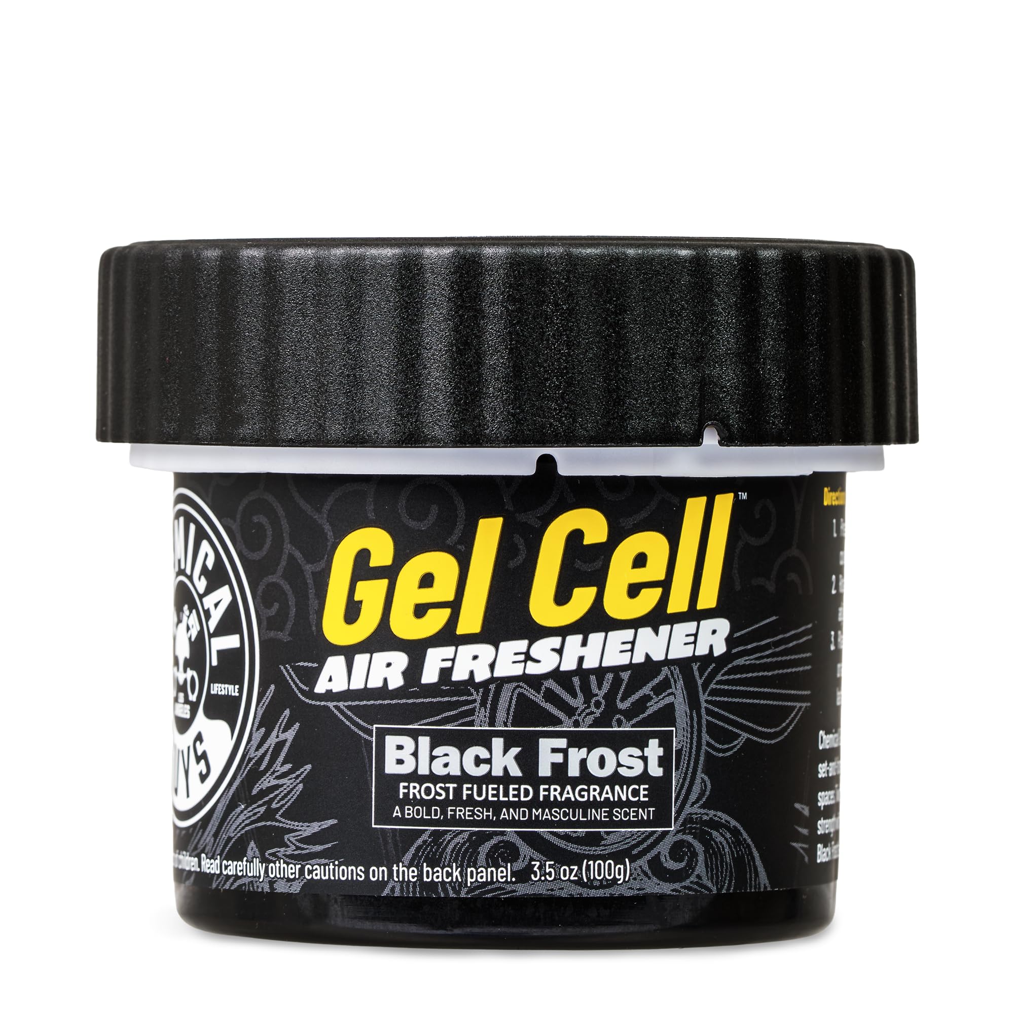 Chemical Guys Black Frost Scent Gel Can Air Freshener, Adjustable Car Air Freshener Gel With Touchless Vent Control For Cup Holder, Under Seat, Office And Home Use - 3 Pack