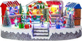 Bdor Christmas Market Village Scene - LED Lights & Musical Animation | 8.3 x 5.9 x 5.9 Inches Holiday Décor