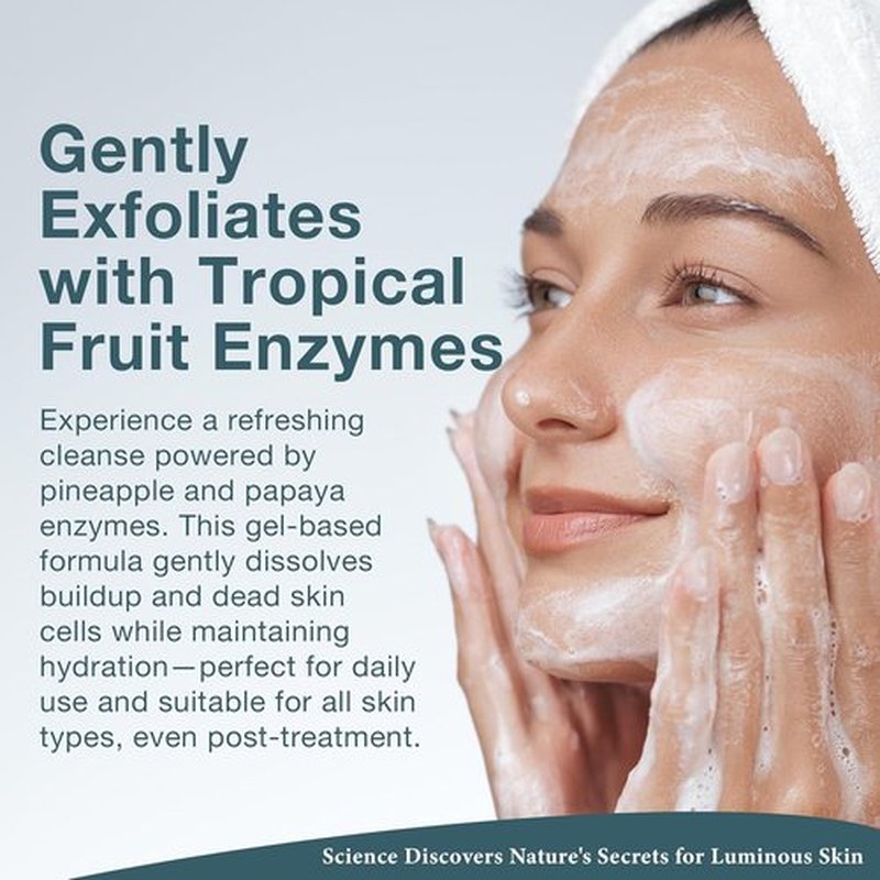 Lira Clinical BIO Enzyme Cleanser - Papaya Gel Face Wash for Sensitive Skin | Hydrating Exfoliating Cleanser - 6 Oz