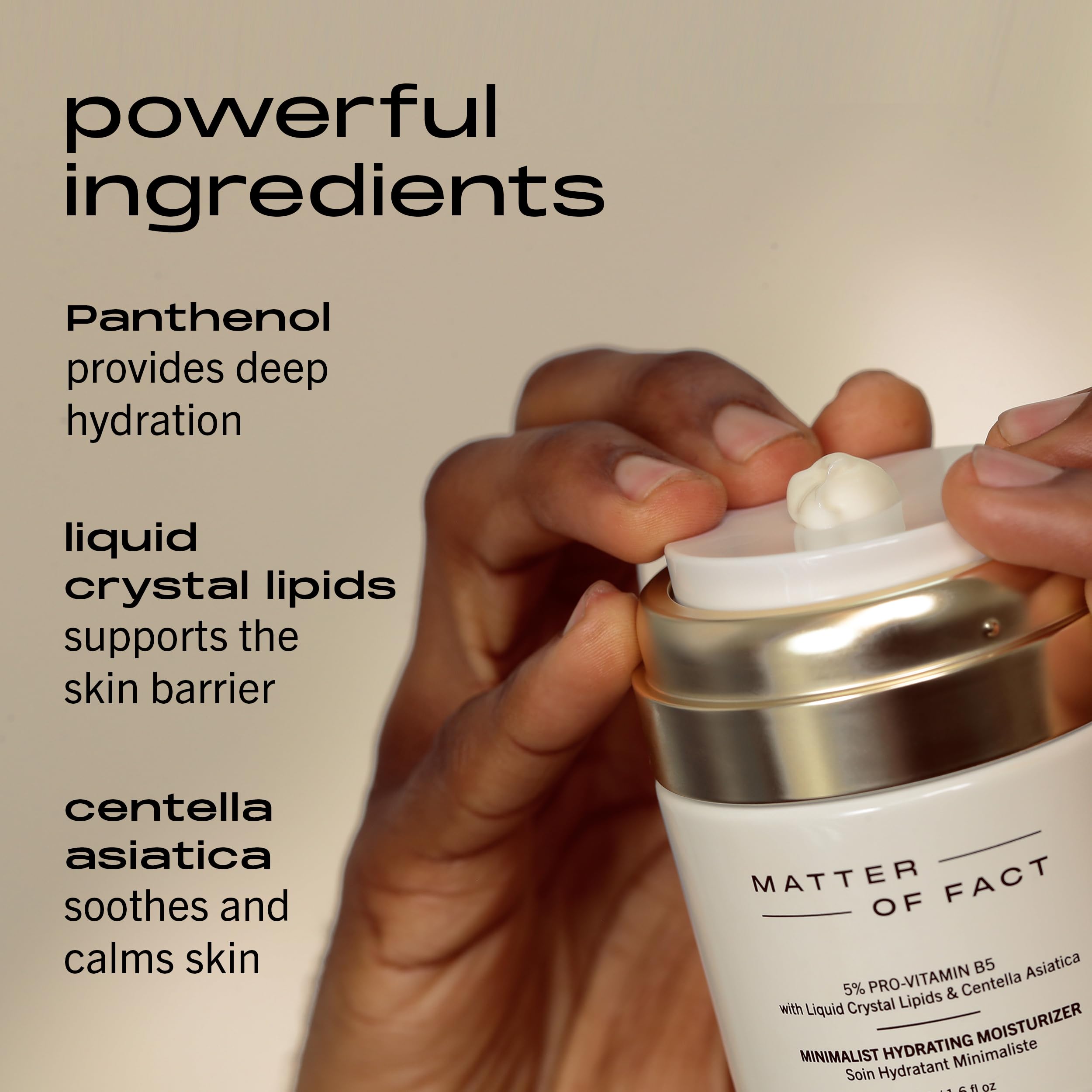 MATTER OF FACT Minimalist Hydrating Moisturizer with Pro Vitamin B5, Liquid Crystal Lipids and Centella Asiatica, Lightweight Daytime Face Cream for Moisture Barrier Support, 50mL / 1.6 Fl Oz