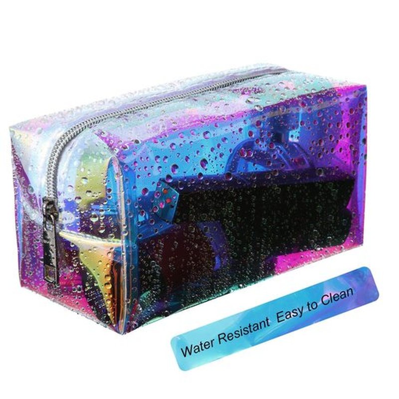 Boao Holographic Makeup Bag Set - Clear Iridescent Travel Cosmetic Pouches | Zippered Toiletry Organizers