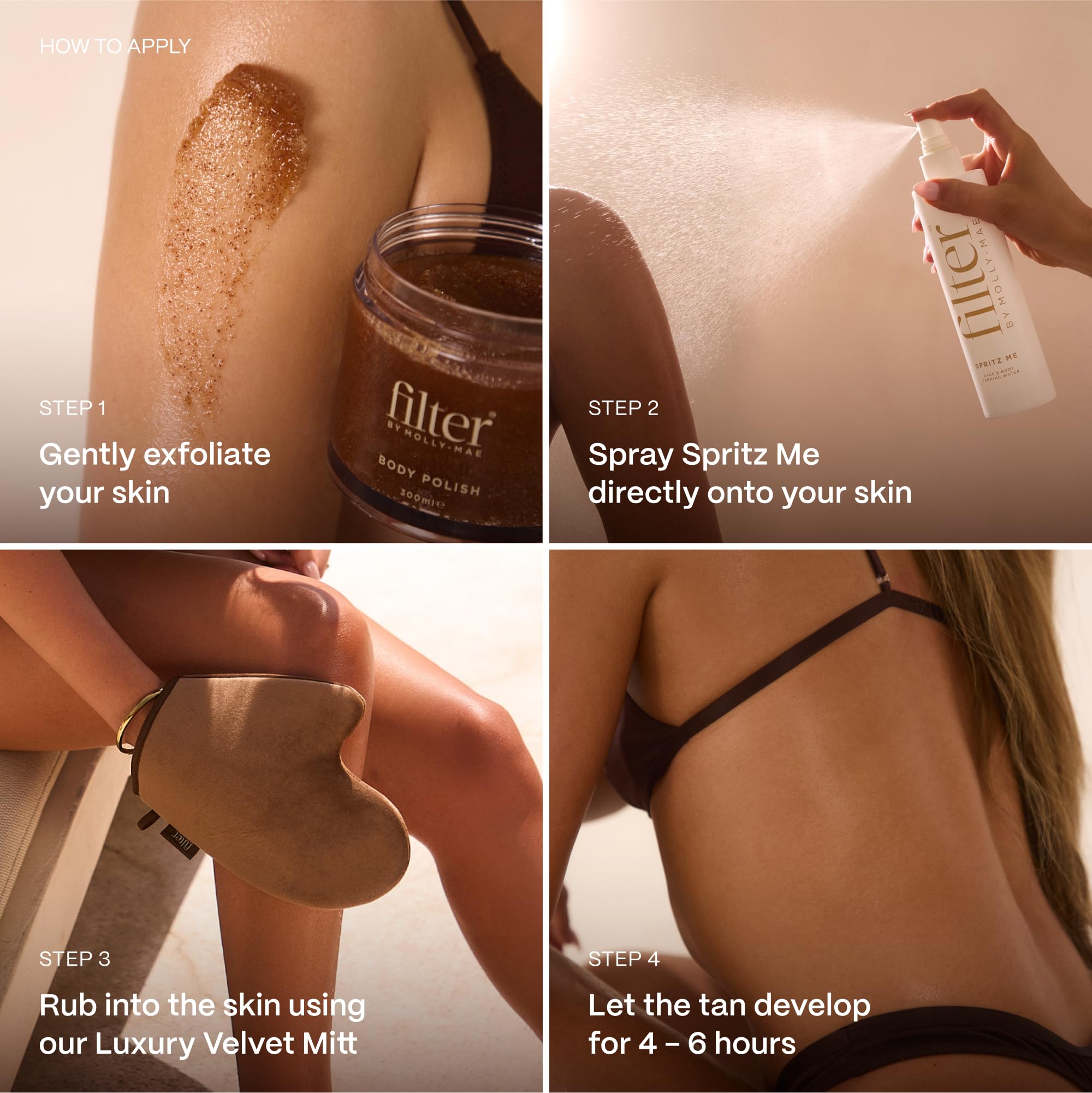 Filter by Molly-Mae Spritz Me Tanning Water | Moisturizing Self Tanner | Golden, Streak-Free Glow | Natural-Looking Sunless Tan | Fast Developing | Long-Lasting | Clear & Oil-Free | 200ml