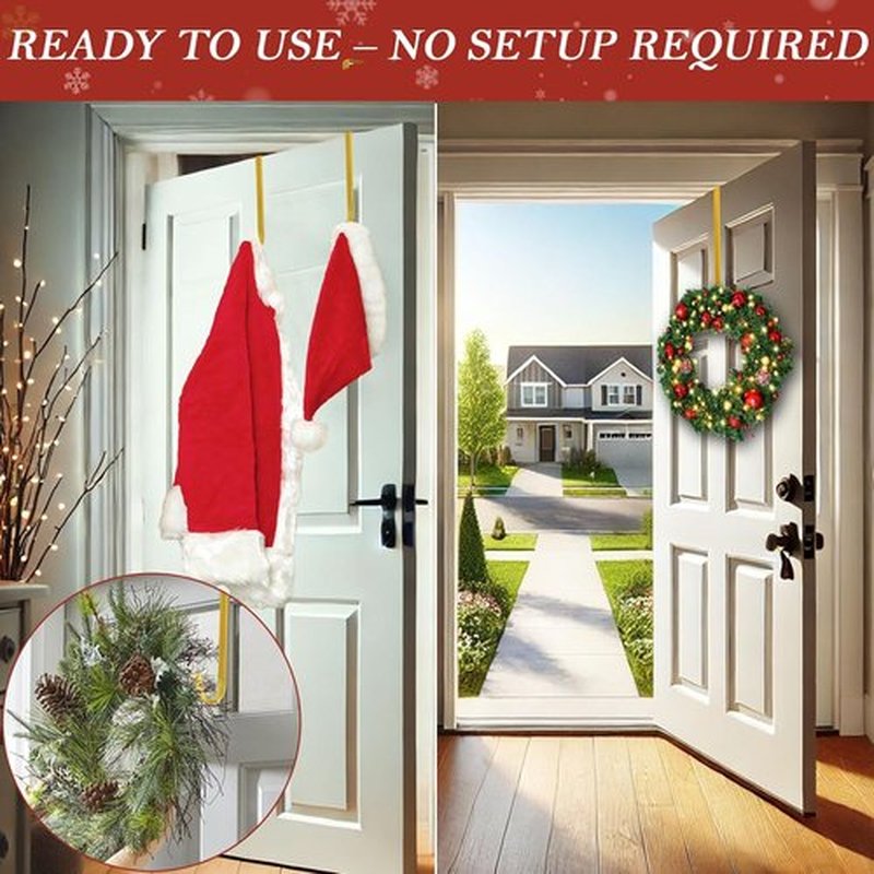 Metal Wreath Hanger - 12" Heavy Duty Over-the-Door Hook for Seasonal Decorations | Gold Finish