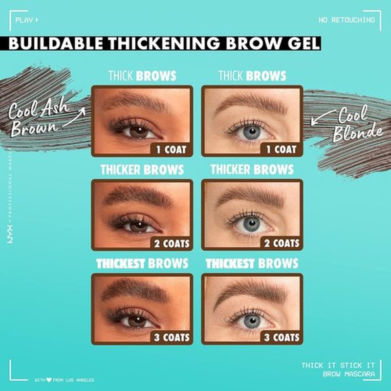 NYX PROFESSIONAL MAKEUP Thick It Stick It Brow Mascara - Thickening Eyebrow Gel in Brunette
