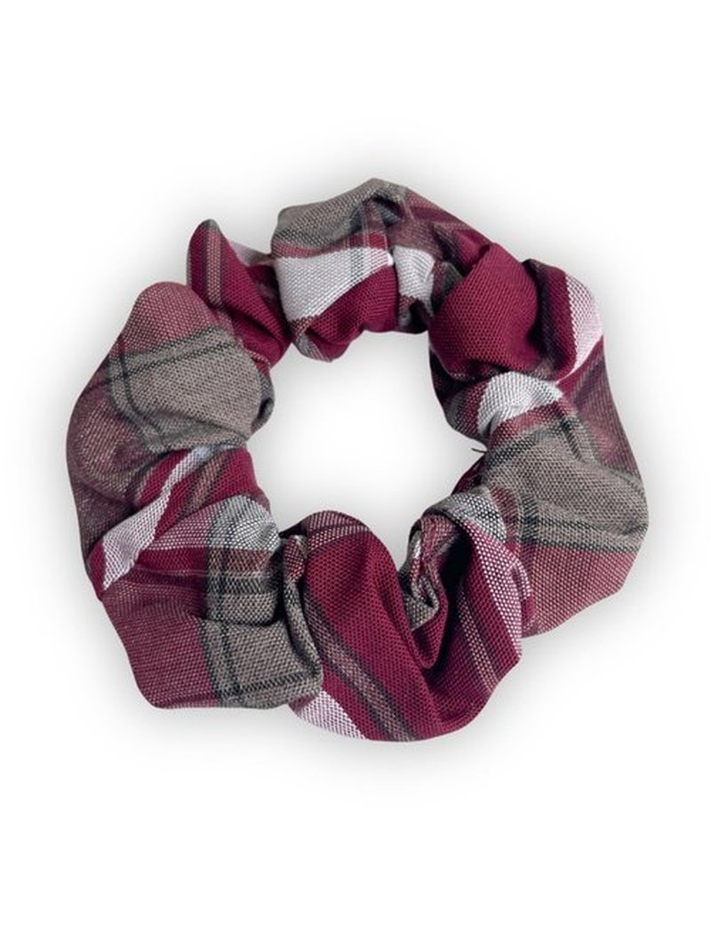 Plaid scrunchie, ClassExceed school uniform plaid, Back to school, handmade school uniform hair accessories (Burgundy light gray White Plaid54)