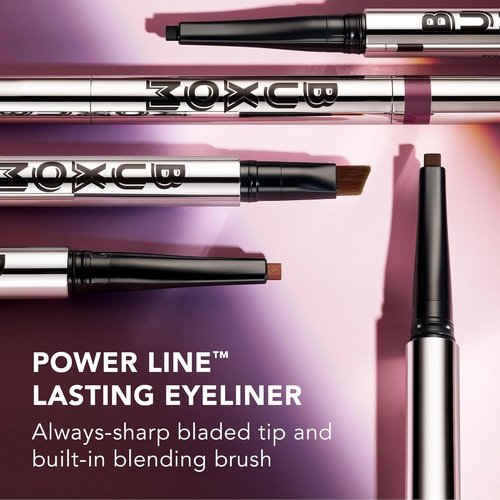BUXOM Power Line Eyeliner - Creamy Waterproof & Smudge-Proof Retractable Liner with Bladed Tip & Brush