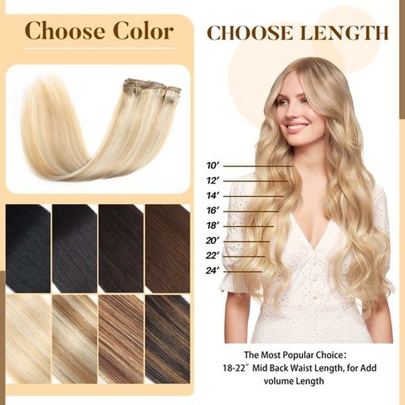 Clip in Hair Extensions Real Human Hair, 18 inch 100g/3.6oz, Balayage Invisible Remy Human hair Clip in Extensions for Women Seamless Straight 8Pcs Double Weft Dark Blonde Highlighted Bleach Blonde