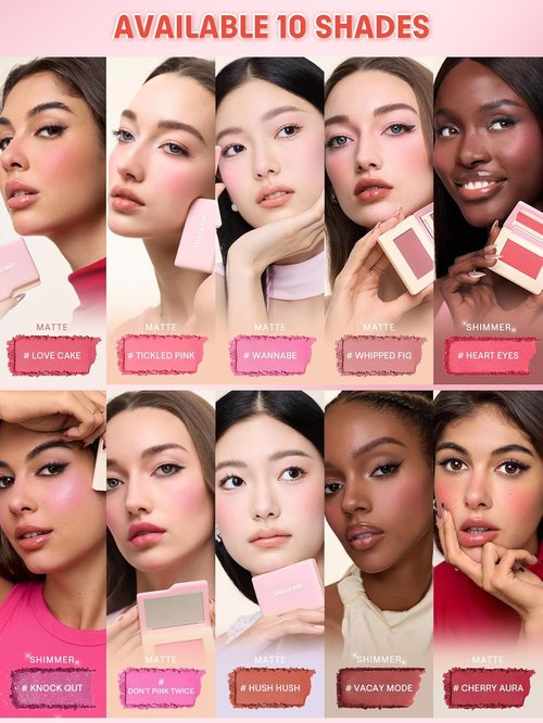 **SHEGLAM Dream Touch Blush - Lightweight, Smooth, Blendable Powder Blush in Love Cake**