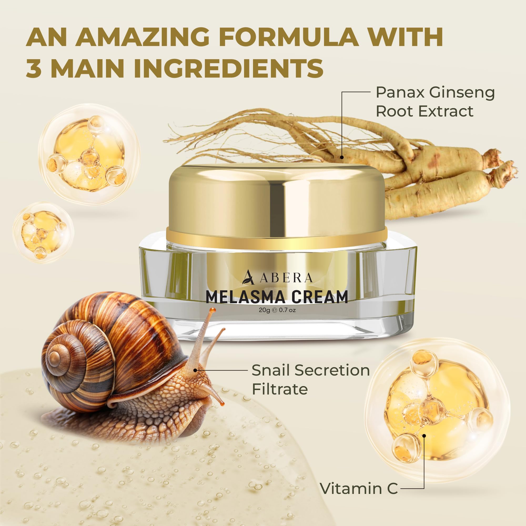 ABERA Melasma Cream, Dark Spot Corrector - Melasma, Freckle, Sun Spot, Age Spot Remover Advanced Formula for Women and Men (3 Boxes)