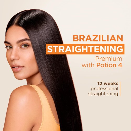 KATIVA Brazilian Keratin Straightening Kit - Alisado Brasileño Keratina + Potion 4 Heat Protectant Serum, Formaldehyde-Free Smoothing, Anti Frizz, Hyaluronic Acid, Argan Oil, Vegan, Up to 12 Weeks
