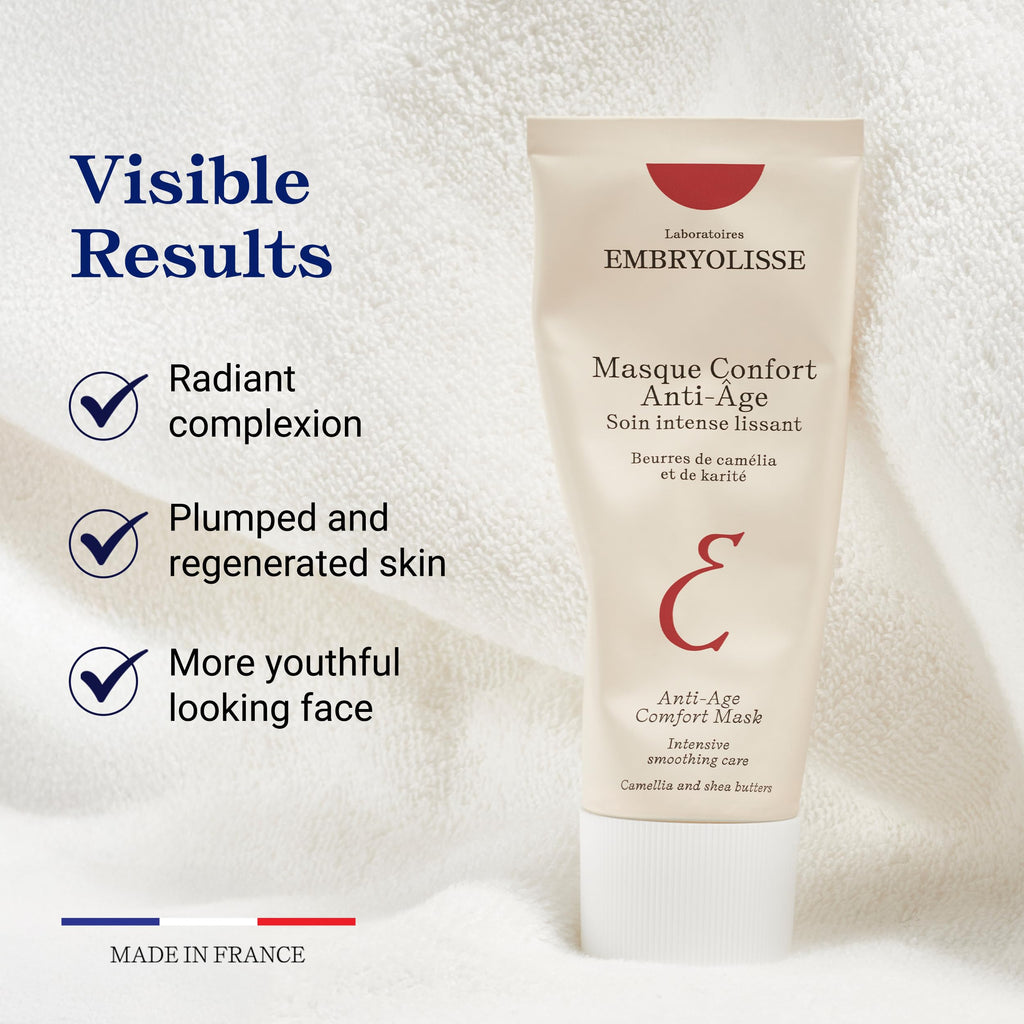 Embryolisse Anti-Age Comfort Mask, Hyaluronic Acid & Vitamin E Night Face Mask, Natural & Organic Anti Wrinkle Cream, Paraben Free Lotion, 2.03 Fl Oz