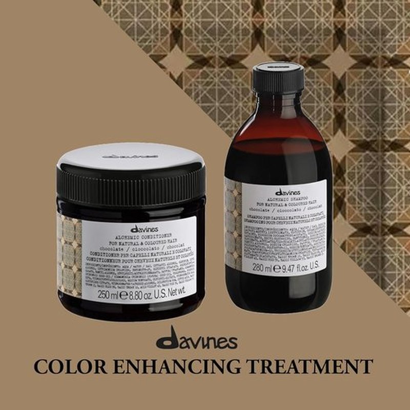 Davines Alchemic Shampoo - Color Enhancing Cleanser for Dark Brown & Black Hair | 9.47 Fl Oz