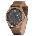 LMWOOD Engraved Wood Watch for Men Walnut Leather Strap Anniversary Birthday Personalized Watch for Husband Dad Son