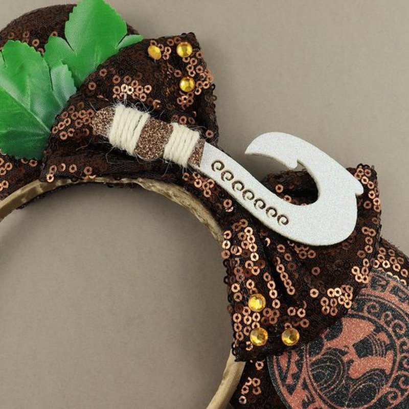 LIHELEI Maui Mouse Ears Headband, Moana Ear Headbands for Women Birthday Party, Costume Headwear Hair Accessorie -Brown