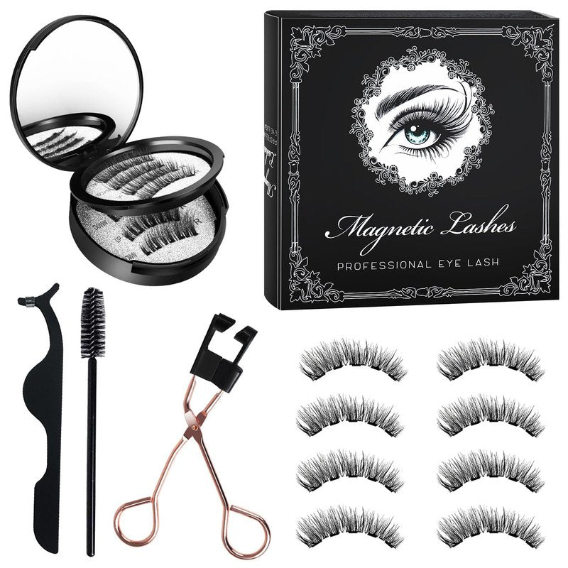 WITIFIG 2025 Magnetic Eyelashes 4 Pairs Kit 3D Natural Reusable Lashes with Applicator, No Glue Eyeliner Needed, Waterproof & Hypoallergenic False Eyelashes for Daily/Party/Wedding (1)
