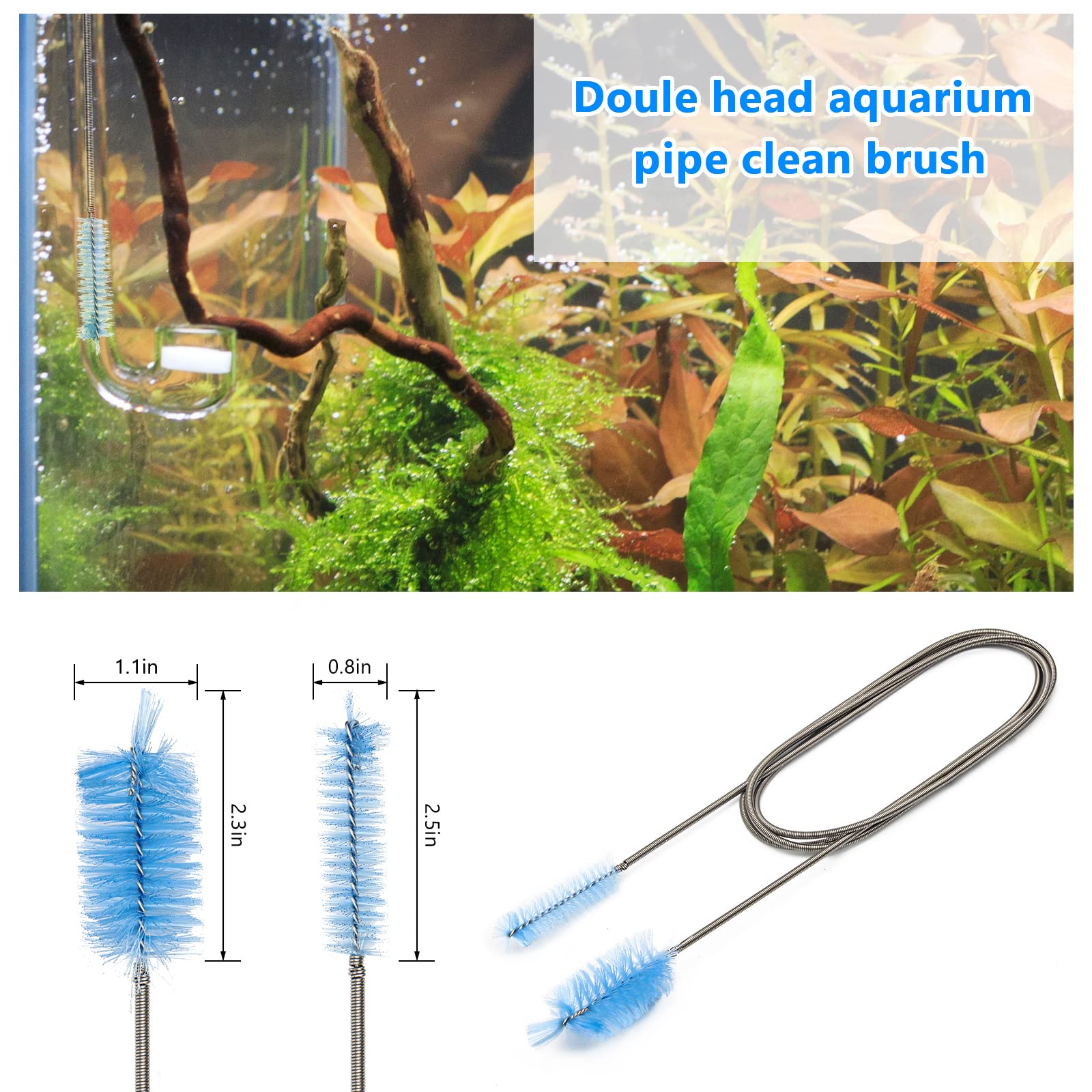 Extra Long Aquarium Aquascaping Tools Kit 8 in 1, Liveek Stainless Steel Aquarium Plant Tools Long Fish Tank Aquascape Tweezers Scissors Scrapers, PH Paper, Fish Net, Aquascape Clean Brush, Bag