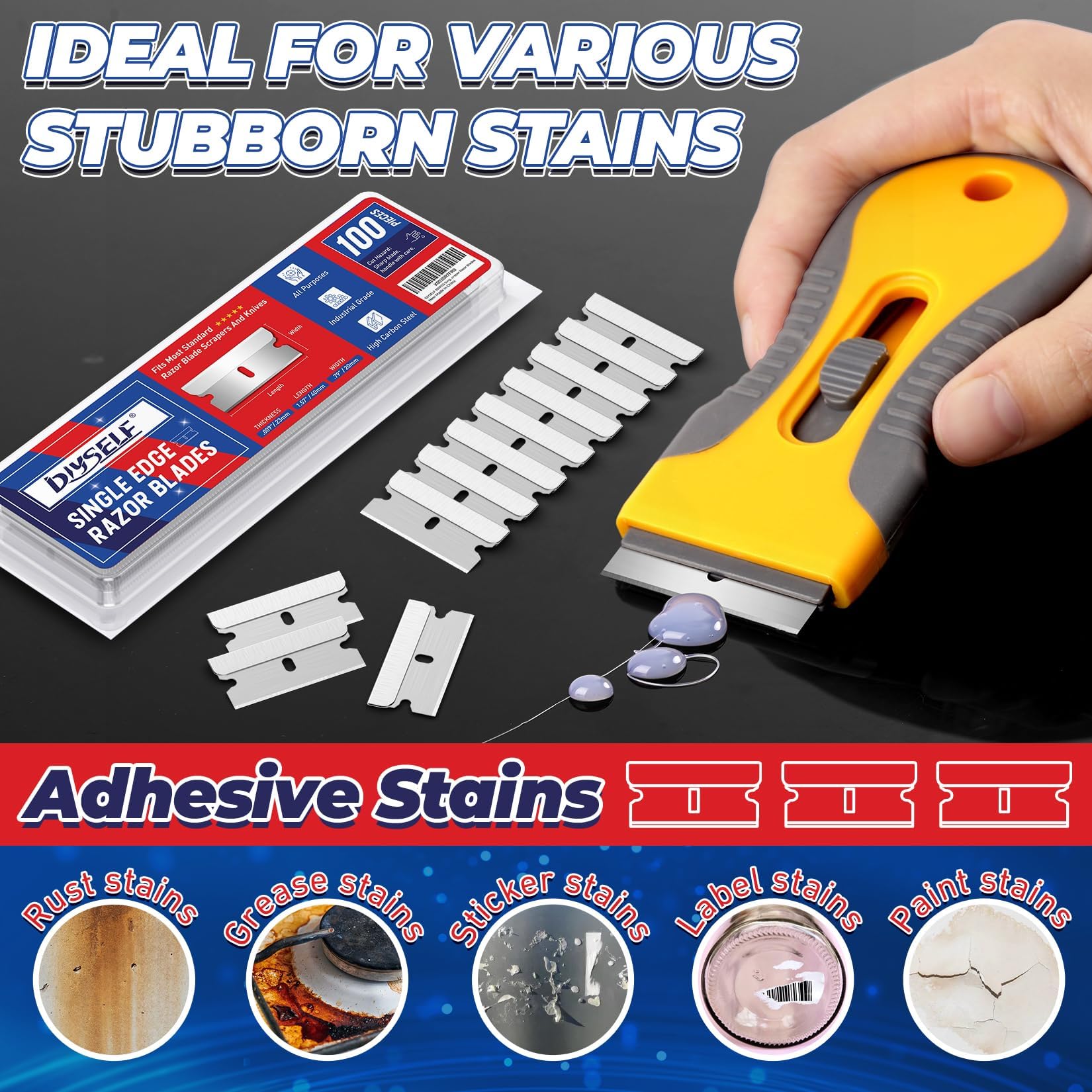 DIYSELF 1000-Piece High Carbon Steel Single Edge Razor Blades