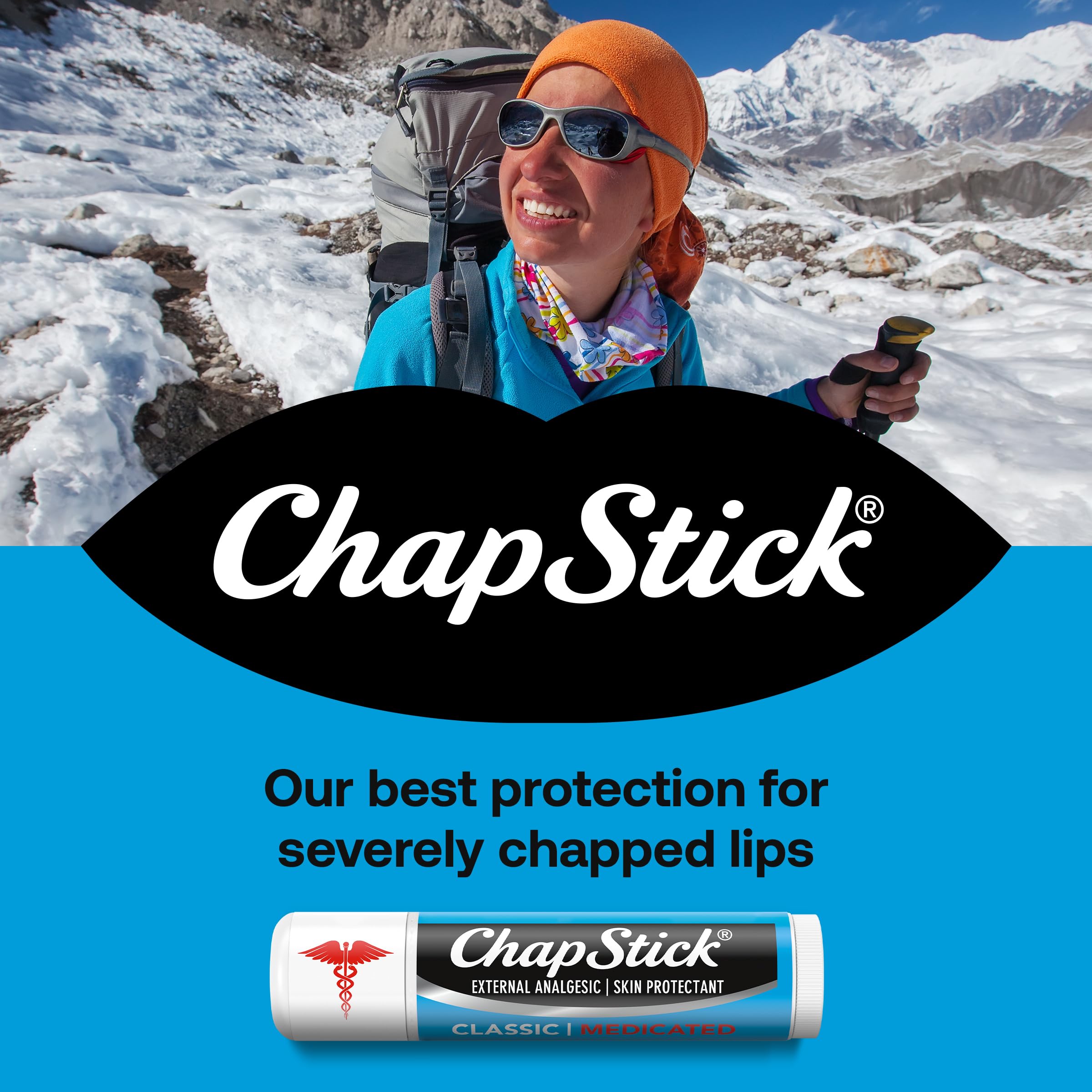 ChapStick Bulk Medicated Lip Balm 12-Pack – External Analgesic, Skin Protectant for Dry Lips & Cold Sore Pain Relief, 0.15 Oz Ea