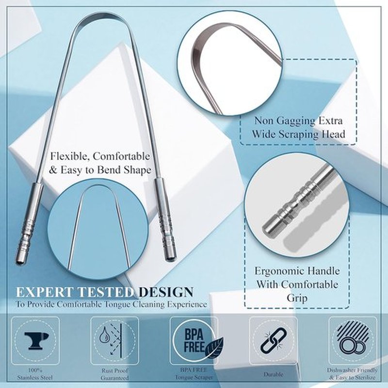 MasterMedi Tongue Scraper - Easy-To-Use Oral Care Tool with Travel Case | Single Pack for Adults