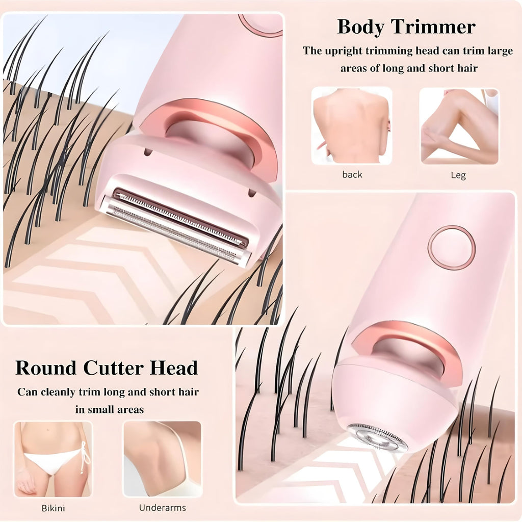 JNEKWOZ Electric Shaver for Women, 2-in-1 Bikini Trimmer - USB Rechargeable Wet/Dry Epilator Dual Head for Body, Face & Underarms | with Charging Base