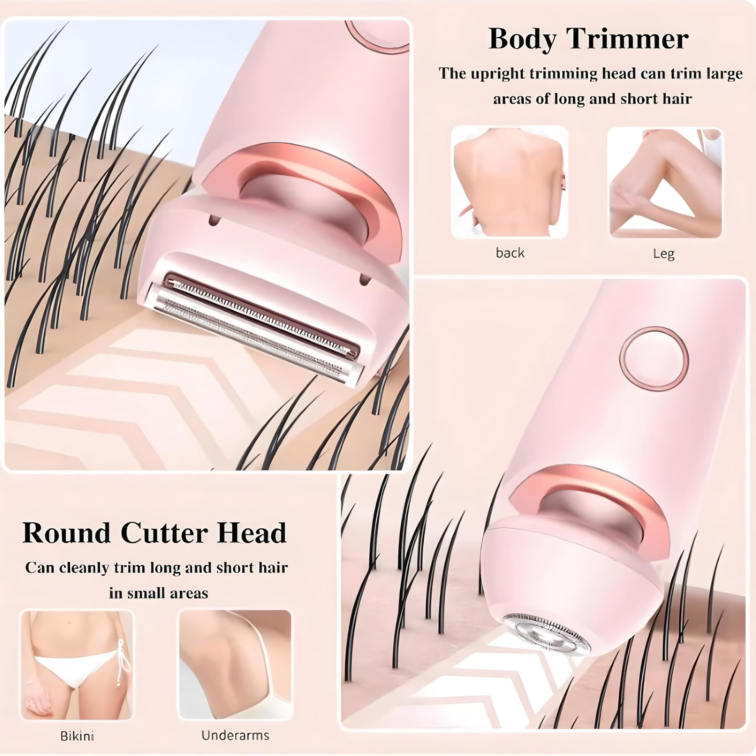 JNEKWOZ Electric Shaver for Women, 2-in-1 Bikini Trimmer - USB Rechargeable Wet/Dry Epilator Dual Head for Body, Face & Underarms | with Charging Base