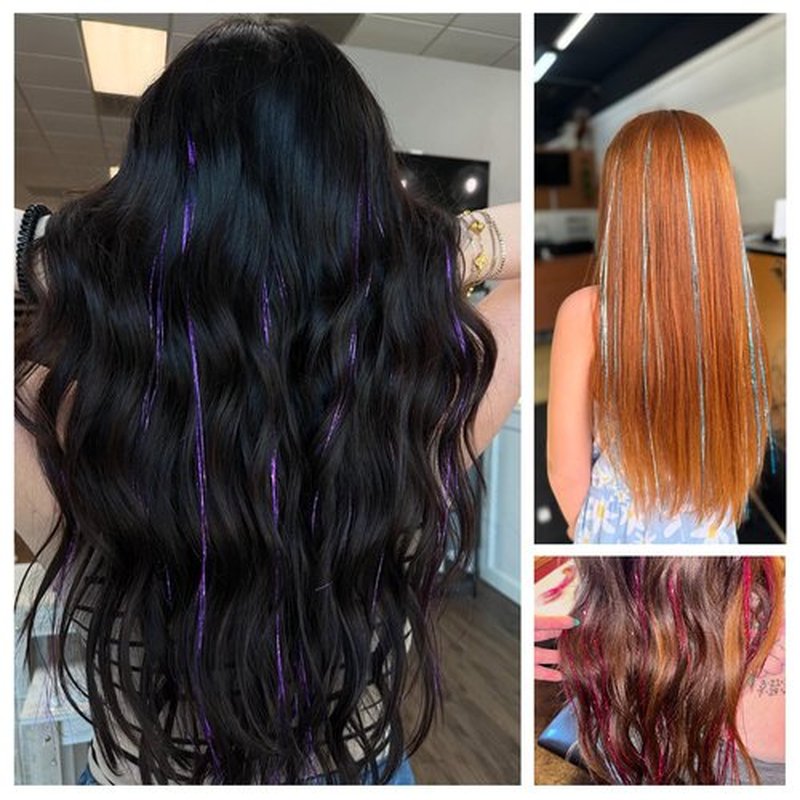 Hair Tinsel Kit 18 Colors, 8000 Strands, 48 Inches Heat-Resistant Glitter Hair Extensions with Application Tools, Holographic Fairy Hair Tinsel for Girls & Kids, For Christmas, Halloween (18 colors)