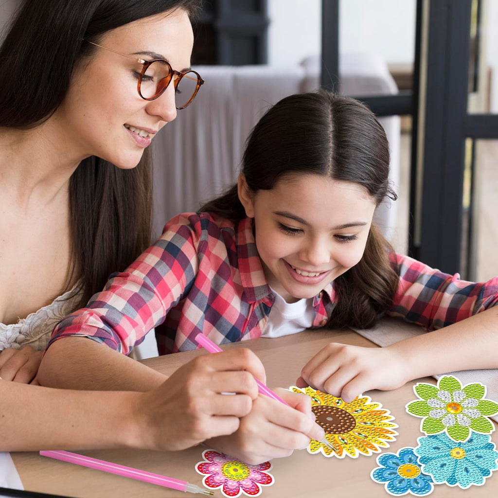 ZORETCO 10 Pcs Diamond Painting Kits for Adults, Home Office Decor with Flowers Butterfly Diamond Art Kits, 5D Gem Art Crafts for Beginners, Floral Birthday Gift