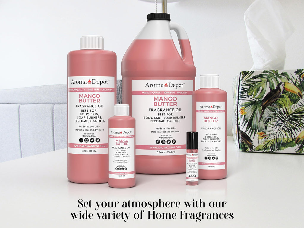 Aroma Depot Mango Butter 4 oz. Perfume Oil for Making, Body Oil, Soap, Candle Making & Incense. Our Version is a Premium Quality Undiluted & Alcohol Free
