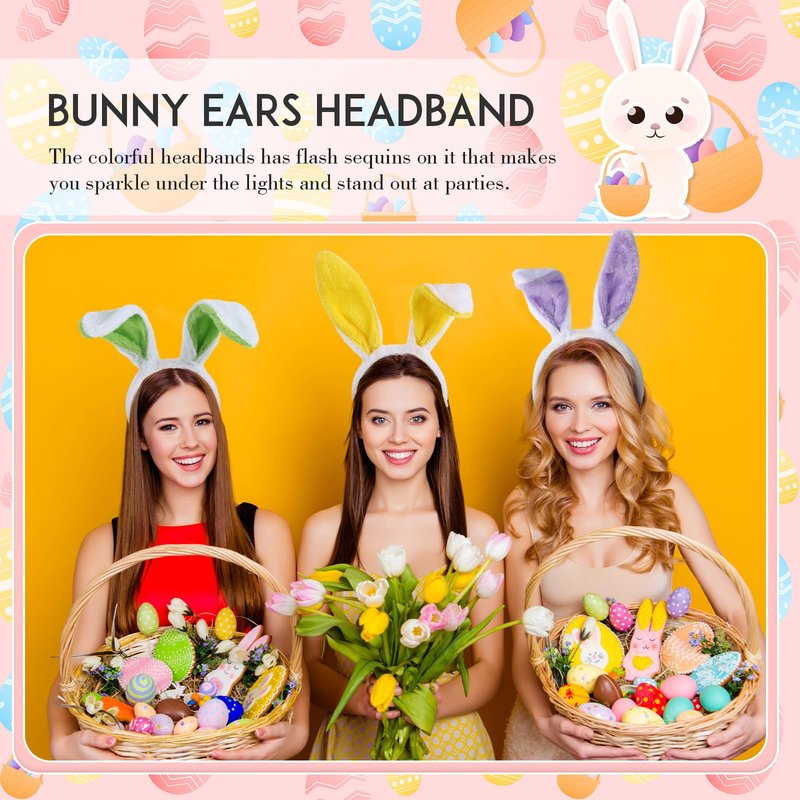 Yinder 48 Pcs Bunny Ears Headband Easter Rabbit Hair Hoop Cute Rabbit Ear Hairband for Birthday Party Favors Cosplay Supplies(Classic)