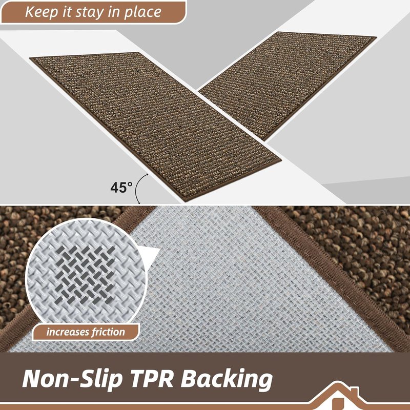 BEQHAUSE Dirt Trapper Door Mat - Non-Slip, Washable, Absorbent | 36" x 60" Brown Entrance Mat