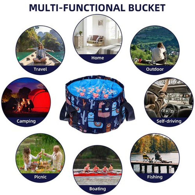 Piriuuo Collapsible Foot Soaking Tub, Portable Foot Bath Soak Tub Multi-Function Foot Bath Basin Foot Soaking Bucket with Handle Foot Soaker for Travel Camping (Navy Blue)