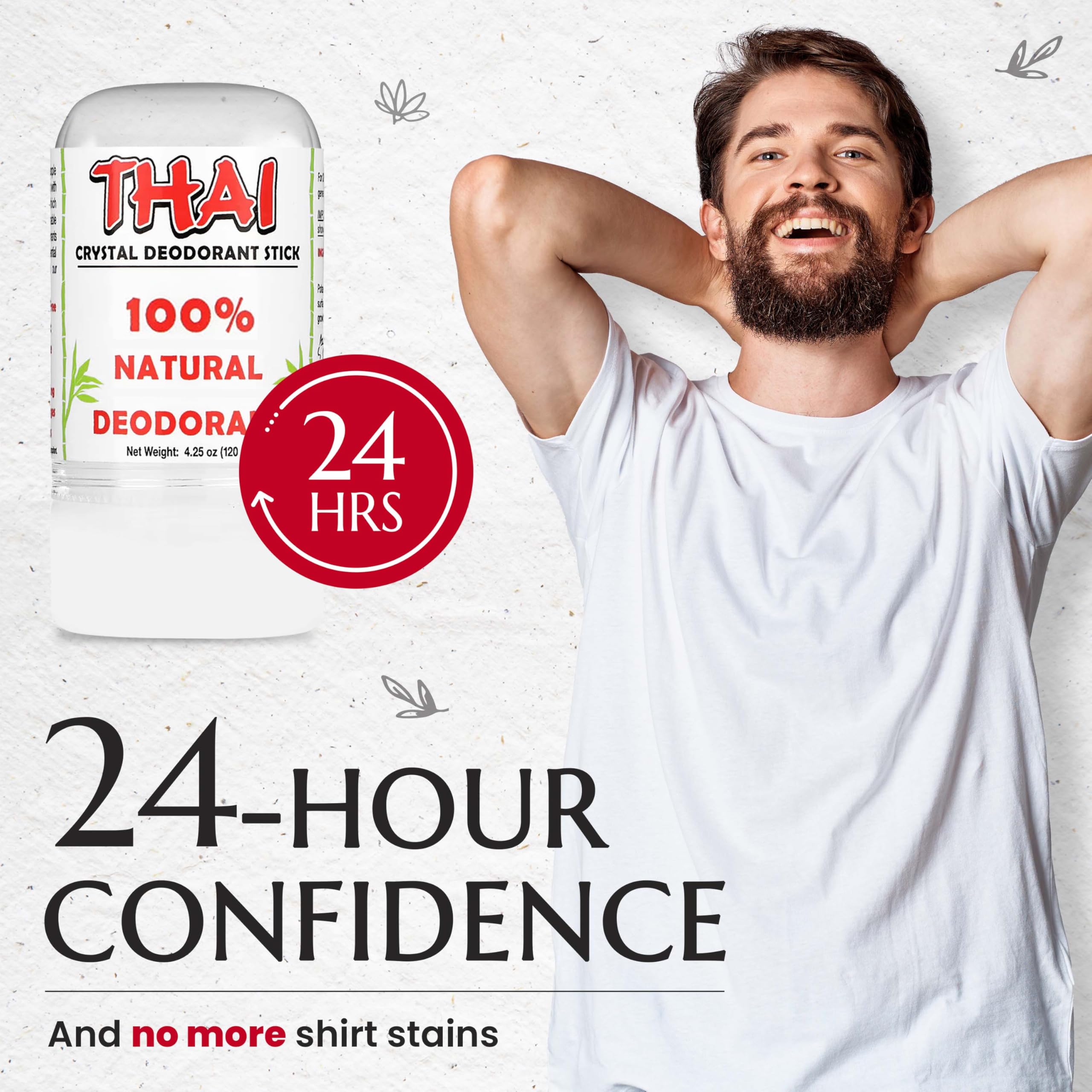 2-Pack Thai Crystal Deodorant - Clinically Tested - Dermatologist Approved Natural Whole Body Deodorant for Men, Women & Teens - Crafted in USA