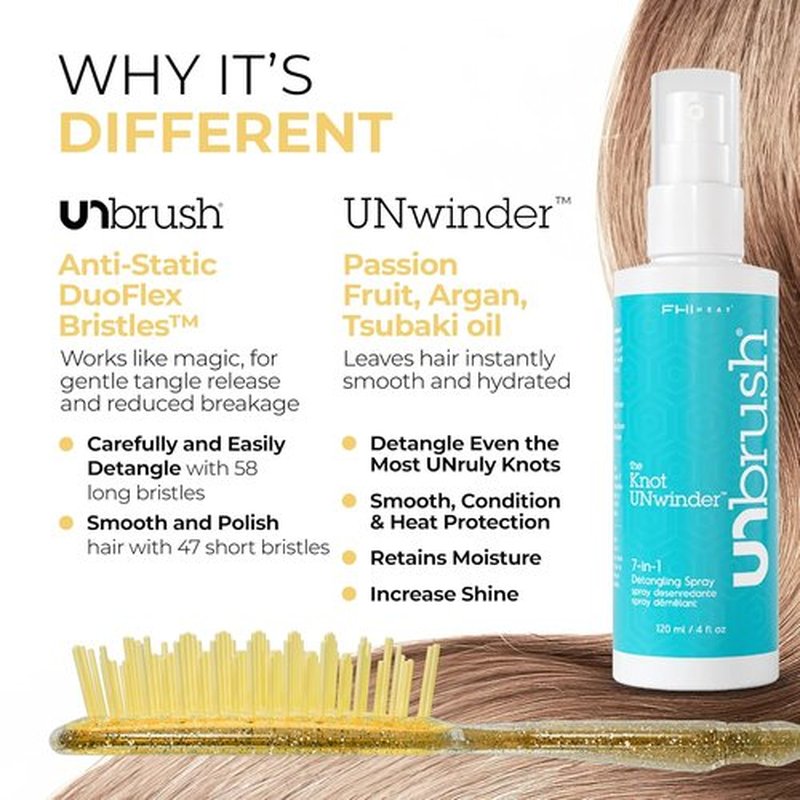 FHI Heat UNbrush & UNwinder Spray - Effortless Styling & Frizz Control for All Hair Types