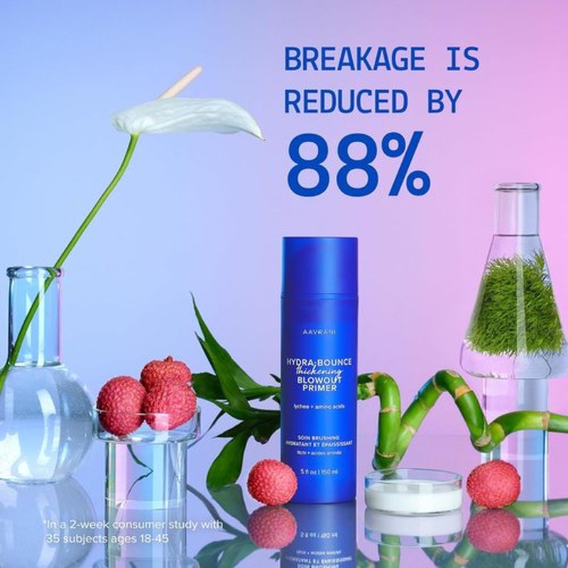 AAVRANI Hydra-Bounce Blowout Primer & Styling Cream - Volumizing, Strengthening Formula with Lychee & Amino Acids - 5 Fl Oz