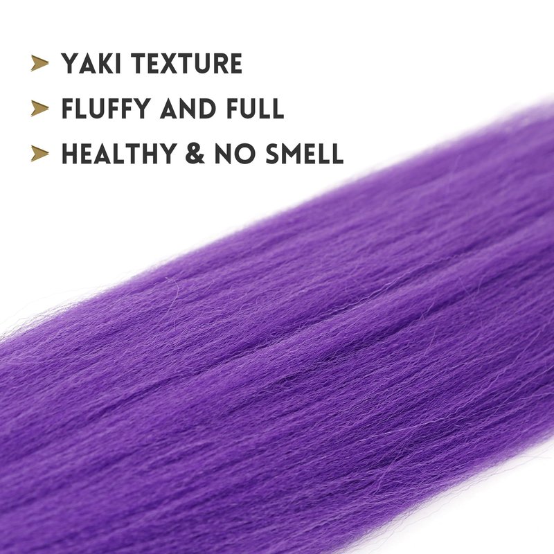 Xcrayto Long Purple Braiding Hair Pre Stretched 26Inch Synthetic DIY Braiding Hair Extensions For Braids 2 packs Purple Rumi Hair Extensions For Stage Party Halloween Costume Cosplay