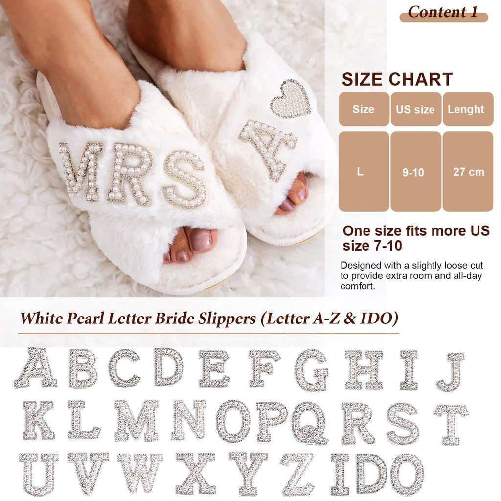 BILJOY Personalized Initial Bridal Shower Gifts Box Set, Letter I DO Bride Slippers MRS Cosmetic Bag Bride Hair Clip Wedding Gifts for Bride, Bride to be Gifts Bachelorette Gifts